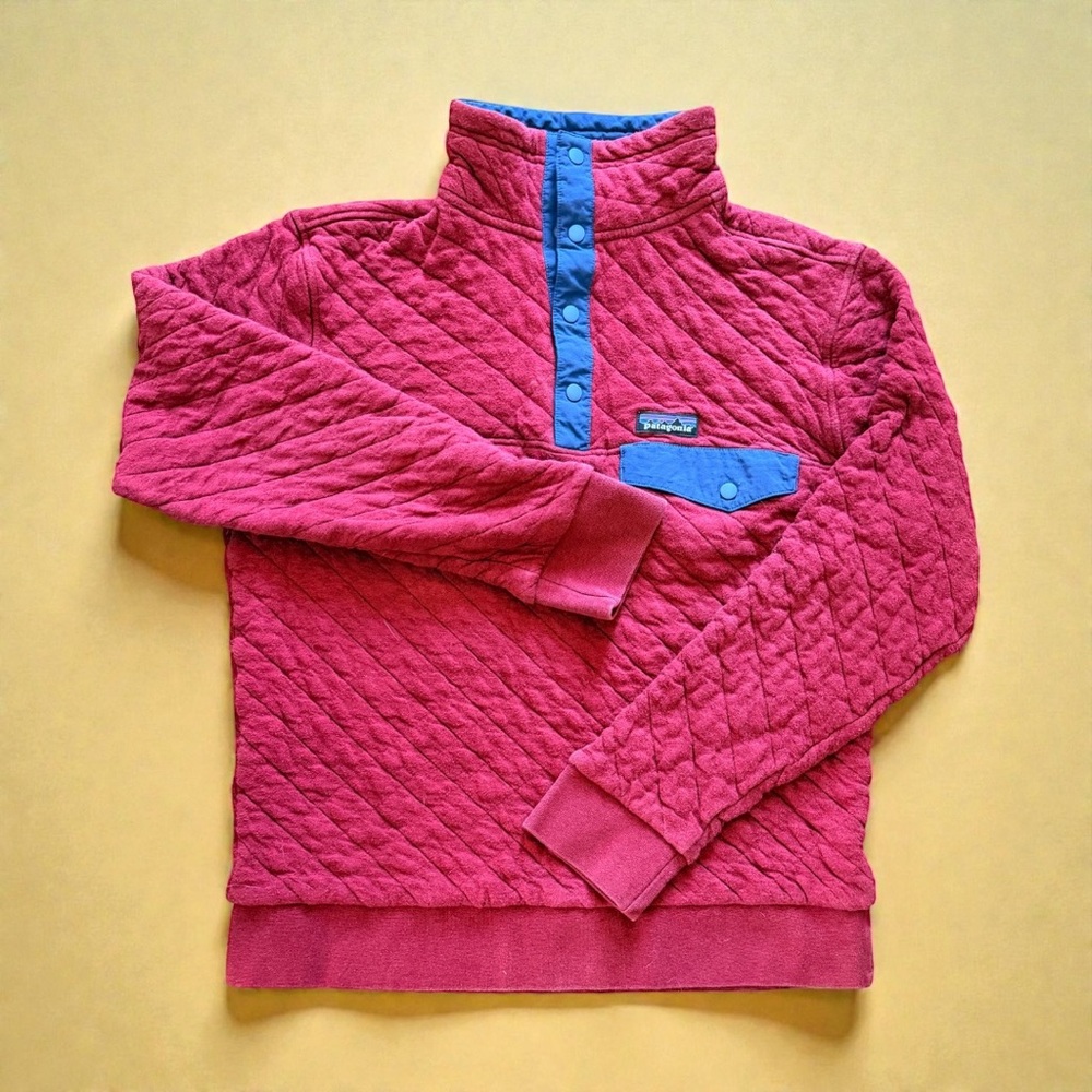 Patagonia Organic Cotton Quilt Snap T Pullover Sweater Jacket Men’s M Maroon Red